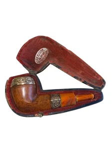 Antigua pipa de tabaco genuina VDPW Briar vástago ámbar en estuche original años 1800 leer - Imagen 1 de 7