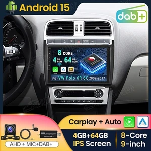 DAB+ 4+64GB Android 15 Für VW Polo 6R 6C 2009-2017 GPS Navi Autoradio Carplay BT - Bild 1 von 16