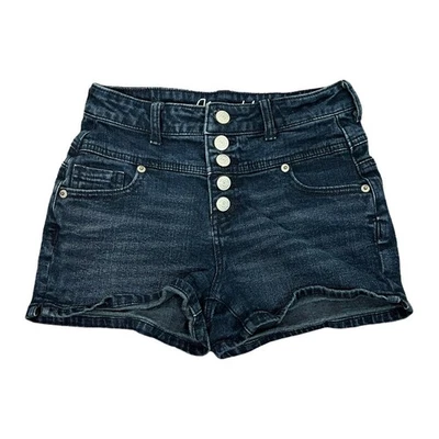 Pantalones Cortos de Denim Aeropostale Tiro Alto Botón Mosca Negros Talla 0 Foto 1 de 4