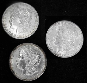 LOT 3 Uncirculated 1898 1899 O 1900 Philadelphia Mint Silver Morgan Dollar COIN - Picture 1 of 5