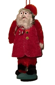 Vintage Baumschmuck Chenille Pfeifenputzer Weihnachtsmann Porzellan Holzkopf handbemalt 4" - Bild 1 von 13