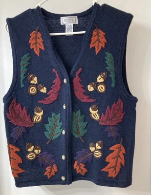 Women’s Jennifer Moore Fall Vest Black W/Embroidered Designs Size M - Image 1 of 4