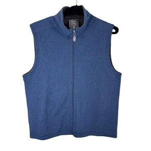 Age Of Wisdom Blue Brown Reversible Full Zip Mock Neck Soft Knit Vest Size L - Picture 1 of 7