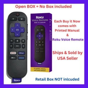 Roku Voice Remote Netflix Disney+ Apple TV+ Crave RC-GZ1 3226001307 RF Open Box - Picture 1 of 7