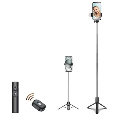 Selfie Stick Stativ, 360° Drehung mit Fernbedienung, Ausziehbarer, Handyhalter - Bild 1 von 4