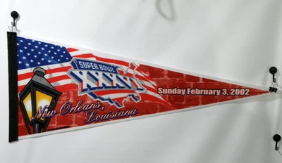 De colección Super Bowl XXXVI 2002 NE Patriots v Rams Banderín NFL 30" Tamaño Completo EE. UU. Foto 1 de 4
