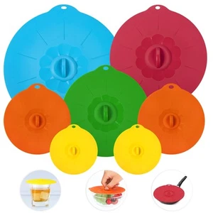 7er Pack Silikondeckel, Mikrowellen Spritzschutz, 5 Größen Wiederverwendbar Hitzebeständig... - Bild 1 von 7