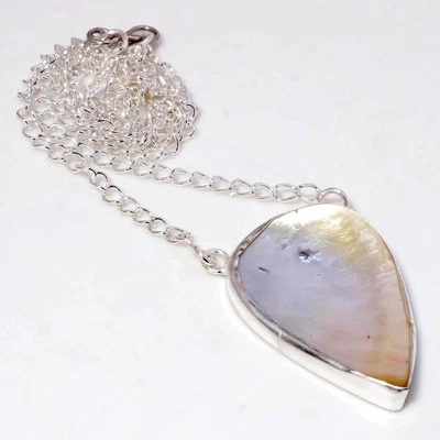 Perlmutt Edelstein Kette Anhänger Handarbeit Unikat Geschenk Schmuck 1,70" CP... - Bild 1 von 4