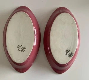 Lot Of 2 Casserole Baking Boat Dish Hall Pottery # 522 Pink Baking USA Vintage - Picture 1 of 18