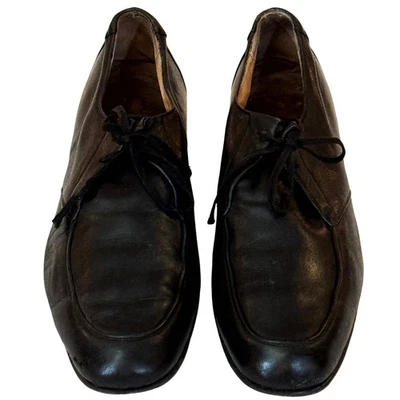 Pierre Cardin Men's Leather Derby Shoes Sz 12 Made in Greece Black Vintage 1970s - Image 1 of 4