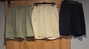 Lot of 3 LL Bean Walking Shorts Womens 10 Original Fit Chino Comfort Waist Pleat - Picture 1 of 24
