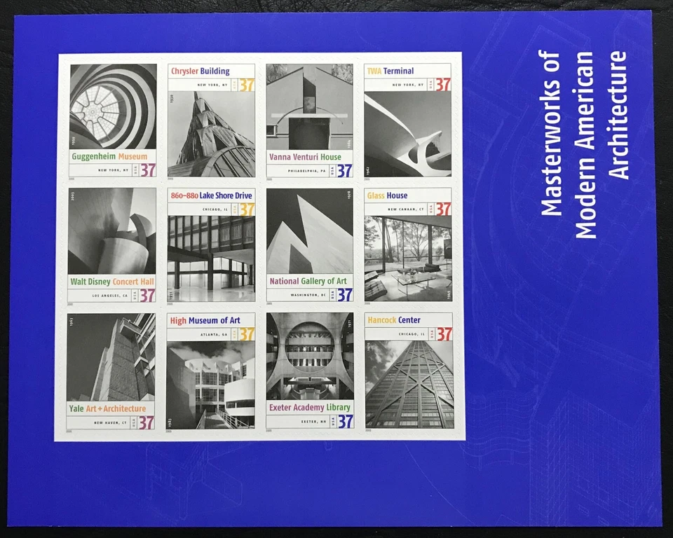 2005 Scott #3910 a-l - 37¢ - MASTERWORKS OF ARCHITECTURE - Full Sheet of 12 -MNH - Image 1 of 1
