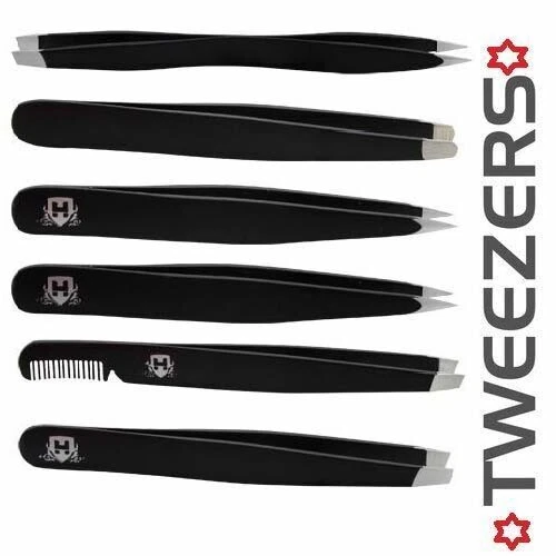 HARYALILONDON Eyebrow Tweezers Hair Beauty Stainless Steel Coated Makeup Clip UK, All Tips Set
