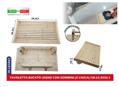 TAVOLA ASSE PER LAVARE VASCA 63x36 TAVOLETTA BUCATO LEGNO 6 2025 - Immagine 1 di 2