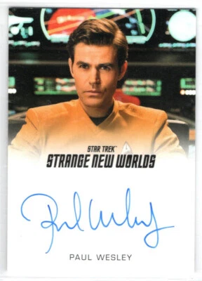 STAR TREK EXTRAÑOS NUEVOS MUNDOS S2 PAUL WESLEY COMO TENIENTE JAMES T. KIRK FB AUTÓGRAFO VL Foto 1 de 2