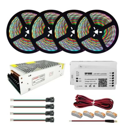 WS2812B WS2812 RGB Led Strip Light DC5V Power  SP108E WiFi ControIIer 5-20m Kit - Image 1 of 4