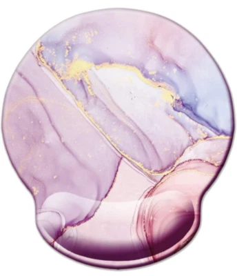 Pink & Purple Marble Design Memory Foam Mouse Pad with Padded Wrist Support 9x10 - Image 1 of 4