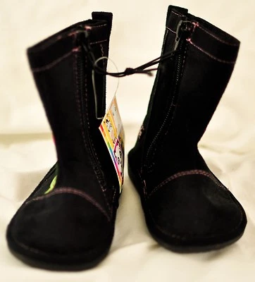 Infantil Garannimals Niñas Zapatos Talla 6 Negro Botín Cremallera Lateral Negro Estampado Flor Foto 1 de 4