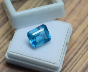 Natural Sky Blue Aquamarine Gemstone 8.00CT Emerald cut 11x9x6mm Aquamarine Ring - Picture 1 of 7
