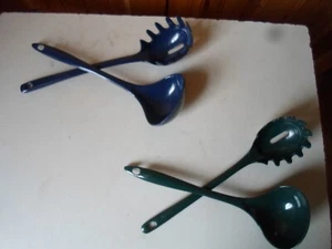 Juego de 2 gadgets Probus de melamina de mango largo cucharón y servidor de pasta azul o verde - Imagen 1 de 12