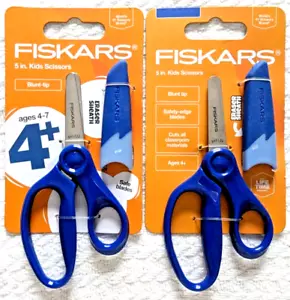 Blue Fiskars Blunt Tip 5" Scissors for Kids Ages 4-7 With Eraser Sheath Lot - Picture 1 of 5