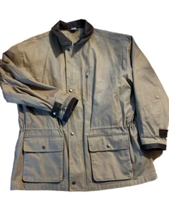 Beigefarbene hellbraune Jacke aus schwerem Canvas mit Lederbesatz. Gr. M, Top Zustand. - Bild 1 von 8