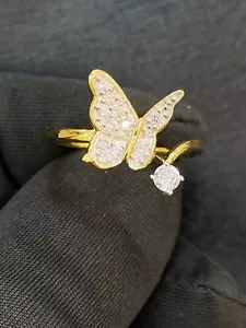 Anello festa farfalla diamanti naturali taglio brillante rotondo 0,40 cts in oro 14K - Foto 1 di 7