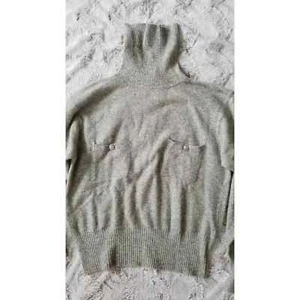 Liz Claiborne Collection Lambswool Knit Gray Turtleneck Button Pocket Sweater S - Picture 1 of 6