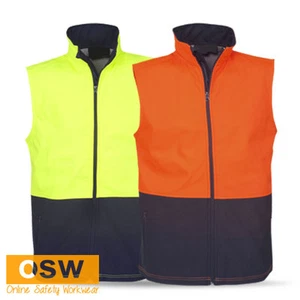 HI VIS PREMIUM UNISEX SAFETY DAY WATERPROOF WINDPROOF SOFTSHELL WORK VEST - Picture 1 of 5