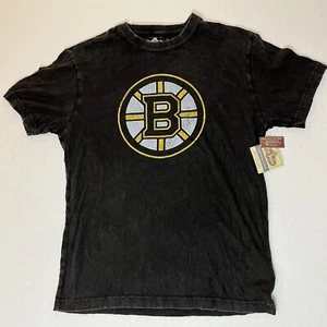 Red Jacket Brand Boston Bruins Men’s Medium Distress Logo T Shirt Black NHL New - Picture 1 of 8