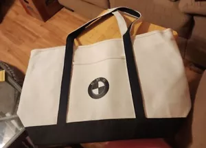 BMW White / Black Large Canvas Tote Bag NWOT - Picture 1 of 5