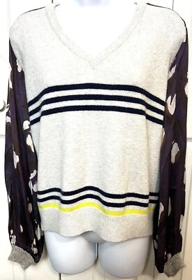 SITA MURT Sweater Pullover Boho Mixed Media Striped Anthropologie RARE 10 - Image 1 of 4