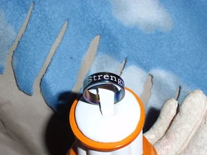 Stainless Steel Etch Word Strength Unisex Unique Ring - Picture 1 of 6