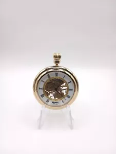 Vintage Majesti 17 Jewels Skeleton 47mm Mechanical Wind Pocket Watch WORKS - Picture 1 of 3