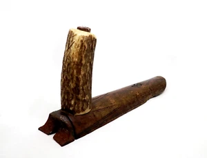 Antique Carpenter Tool Primitive Horn Handle Wood Metal Handmade Native - Picture 1 of 9