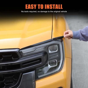 Gloss Black Headlight Upper Eyelid Trim Sticker Fits Ford Ranger T9 2023+ - Picture 1 of 24