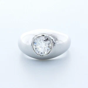 3 CTW E SI1 Round Cut Earth Mined Certified Diamond 950 Plat. Classic Mens Ring - Picture 1 of 7