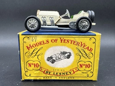 Vintage Lesney Matchbox #Y10 1908 GRAND PRIX MERCEDES WHIT Original Box COMPLETE - Image 1 of 4