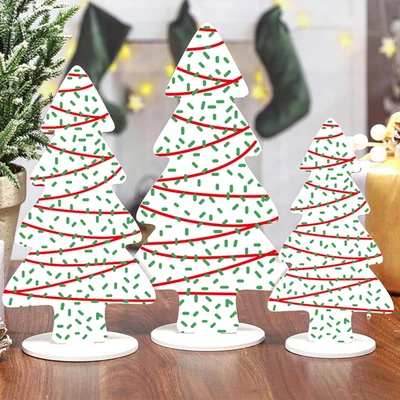 3 Pcs Wooden Christmas Tree Cake Table Decor Rustic Xmas Tree Table Wood Signs f - Image 1 of 4