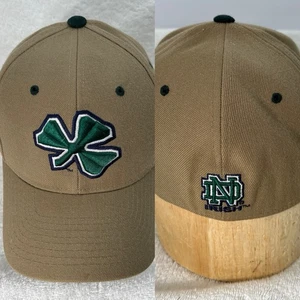 NOTRE DAME Hat Cap Zephyr 7 1/4 Beige Green Irish Clover Wool Blend - Picture 1 of 9