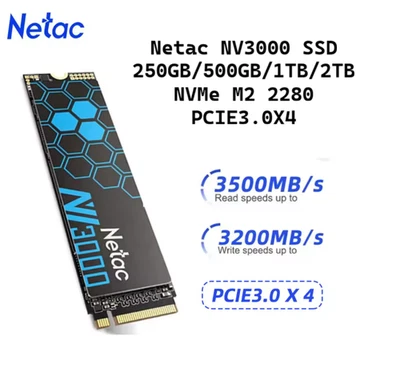 Netac NV3000 SSD 250GB/500GB/1TB/2TB NVMe M2 2280 PCIE3.0X4 - Image 1 of 4