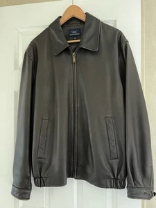 BROOK BROTHERS 346 Men's L Brown Leather Jacket /LB-21/ - Foto 1 di 6