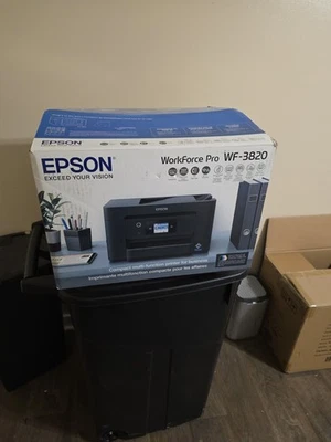 *Brand New Open Box* Epson WorkForce Pro WF-3820 Wireless All-in-One Printer Blk - Image 1 of 3