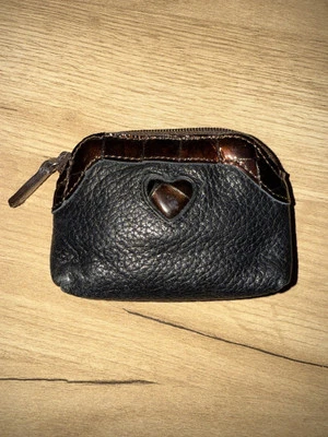 Cartera Monedero Vintage Brighton Change Cuero Marrón y Negro F Foto 1 de 4