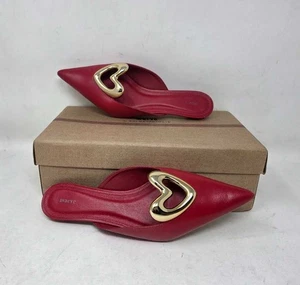 Women's US 7-7.5 / EU 38 Maeve x Anthropologie red heart mules kitten heels - Picture 1 of 12