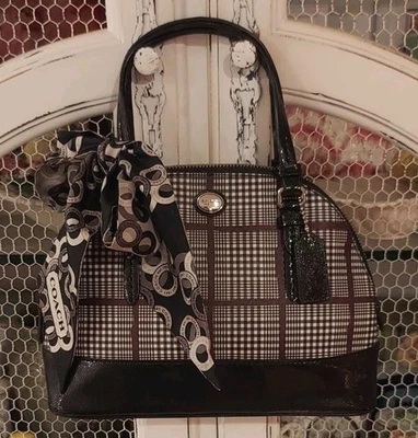 Bandolera Coach Mini Satchel a cuadros Foto 1 de 4