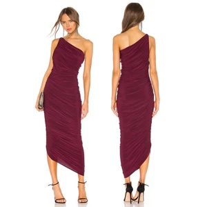 Norma Kamali Diana Kleid One Shoulder Rüschen formell Cocktail Statement Pflaume Gr. XS - Bild 1 von 11