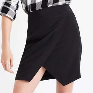 Madewell Minigonna Parkway 100% Seta Nera Finta Avvolgente Donna Taglia Large F2699 - Foto 1 di 8