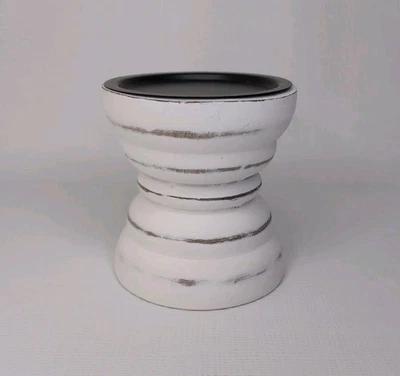4" Farmhouse Style Rustic Pedestal Pillar Candle Holder Fits Up To 3" Candles - Изображение 1 из 4