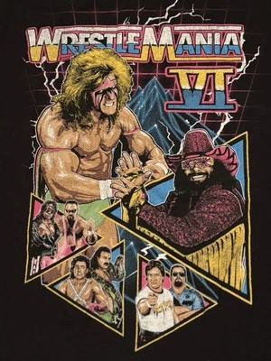 Camiseta negra mediana vintage WWE Wrestlemania VI 6, para hombre talla XL Foto 1 de 4